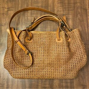 Platania Brown Leather Soft Woven BOHO Crossbody / Shoulder Bag - Made in Italy